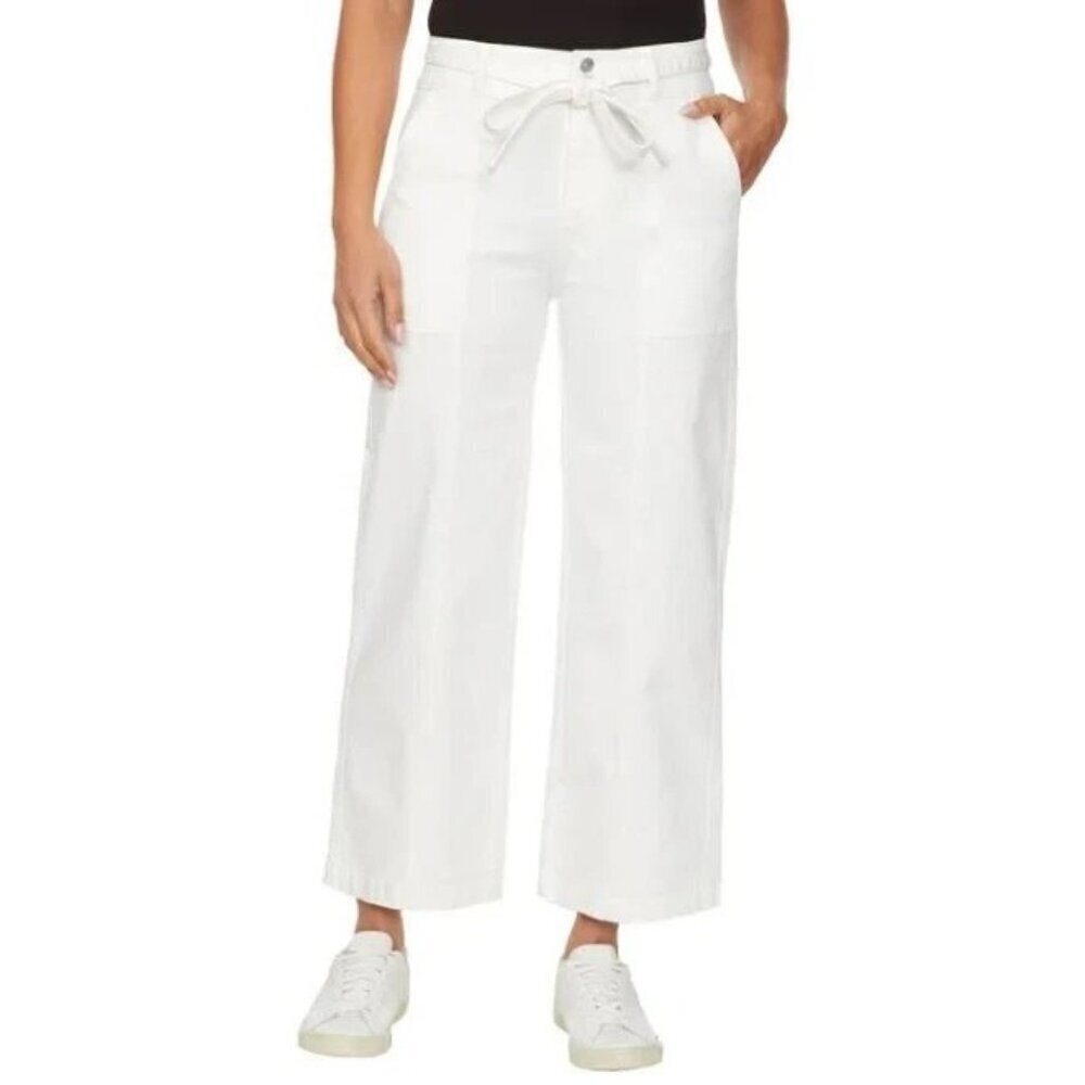 NEW Hudson Women's 10/30 Wide Leg Belted Jeans Ivory